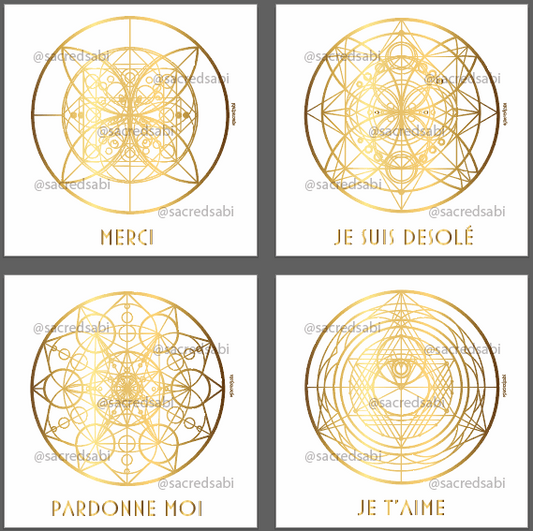 FRENCH Transform your space with HEAL collection Digital. Complete Ho'oponopono wall art set for emotional processing & spiritual growth.							
