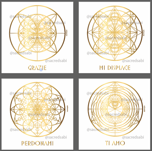 ITALIAN Transform your space with HEAL collection Digital. Complete Ho'oponopono wall art set for emotional processing & spiritual growth.							